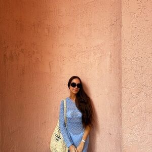 Blue Crochet Maxi Dress -  Women